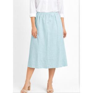 Orvis 100% linen turquoise midi skirt size 14